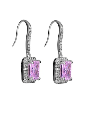 Aretes rectangulares Gladkova Joyería de plata P 925 zirconia