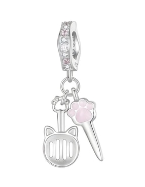 Charm De Gato Miow Kiki De Plata P925 Zirconia