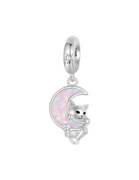 Charm De Gato Miow Kiki De Plata P925 Cristal