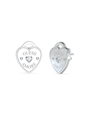 Aretes Cortos De Corazón Guess Amore Con Acabado Pulido Circonita