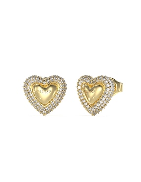 Aretes Cortos De Corazón Guess Beloved Con Acabado Pulido Circonita