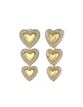 Aretes Largos De Corazón GUESS Beloved Con Acabado Pulido Circonita