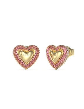 Aretes Cortos De Corazón GUESS Beloved Con Acabado Pulido Circonita