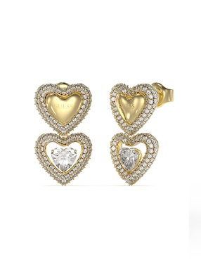 Aretes Largos De Corazón GUESS Beloved Con Acabado Pulido Circonita