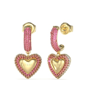 Aretes Largos De Corazón GUESS Beloved Con Acabado Pulido Circonita