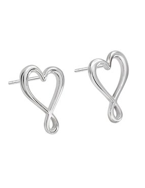 Broqueles de corazón Anamora Por Tanya Moss Garabatos de plata P 925 con acabado brillante