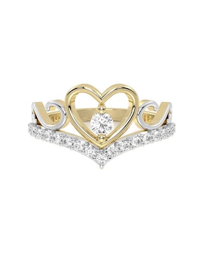 Anillo De Corazón Abba Joyas 14 K De Oro Zirconia