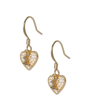 Aretes de corazón Westies Metal Branding con acabado pavé cristal