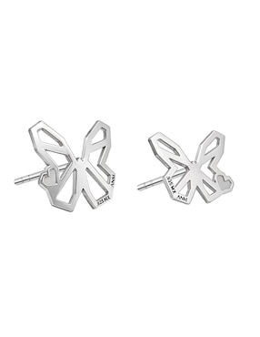 Broqueles de mariposa Anamora Por Tanya Moss Origami de plata P 925 con acabado plateado
