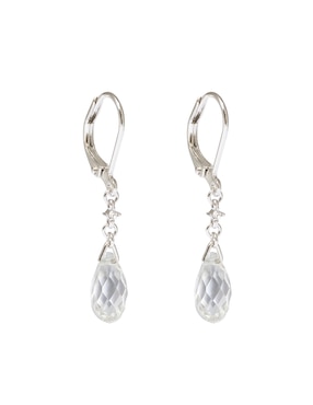 Aretes de gota Carré Silver Shade con acabado brillante cristal