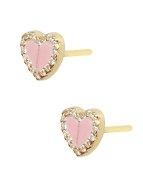 Broqueles de corazón Westies de plata P 925 con acabado pavé cristal