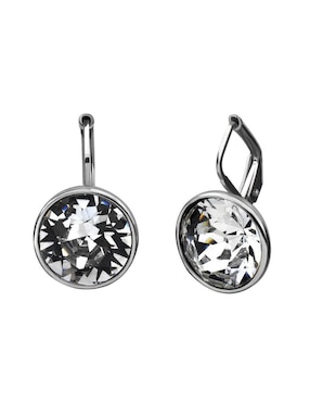 Aretes circulares Ocean Heart Elegance con acabado baño de oro blanco cristal