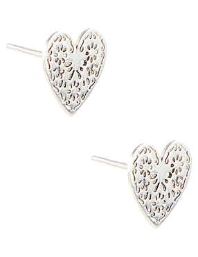 Aretes de corazón Mauricio Serrano Jewelry de plata P 925 con acabado brillante