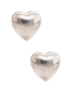 Aretes cortos de corazón Mauricio Serrano Jewelry de plata P925 con acabado brillante