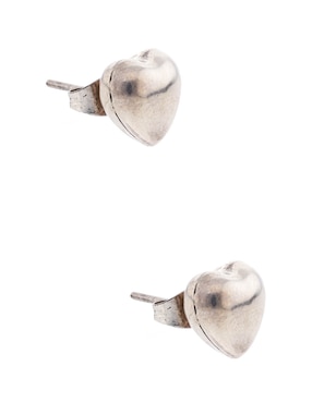 Aretes cortos de corazón Mauricio Serrano Jewelry de plata P925 con acabado brillante