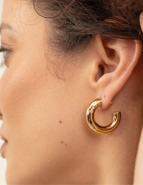 Aretes de círculo Hugo Boss con acabado brillante cristal
