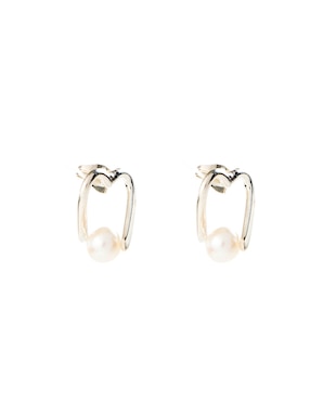 Aretes de corazón Mauricio Serrano Jewelry de plata P 925 con acabado brillante perla