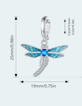 Charm de libélula Mayfer Joyería de plata P 925