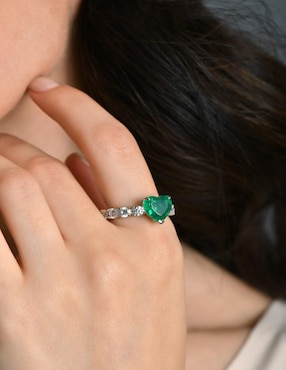 Anillo de corazón Gladkova Joyería P 925 de plata esmeralda brillante