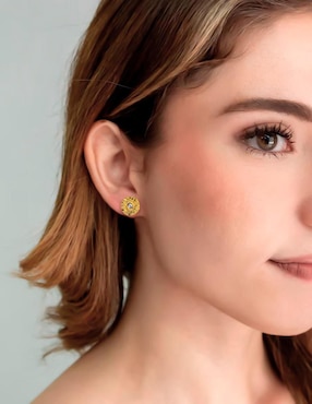 Aretes circulares Oro Angelus zirconia