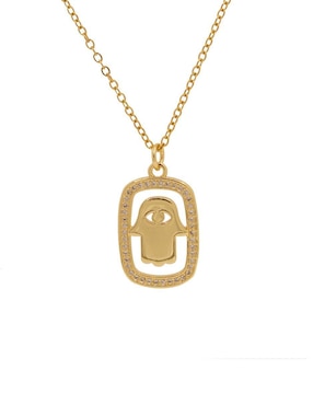 Collar con dije de mano de fátima Oro Angelus