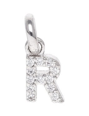 Dije de letra R Apodemia de plata P 925 circonita