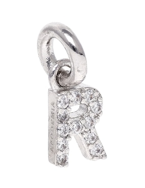 Dije de letra R Apodemia de plata P 925 circonita