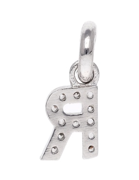 Dije de letra R Apodemia de plata P 925 circonita