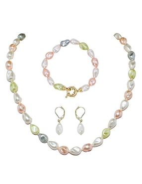 Aretes, collar y pulsera Arette Perlas de Mallorca perla