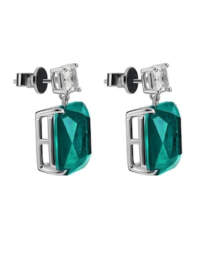 Broqueles cuadrados Gladkova Joyería de plata P 925 con acabado brillante turmalina