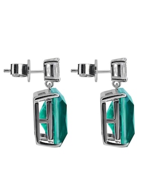 Broqueles cuadrados Gladkova Joyería de plata P 925 con acabado brillante turmalina