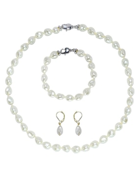 Aretes, collar y pulsera Arette Perlas de Mallorca perla