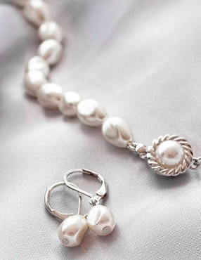 Aretes, collar y pulsera Arette Perlas de Mallorca perla