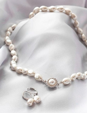 Aretes, collar y pulsera Arette Perlas de Mallorca perla
