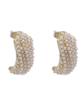 Aretes de aro Arette con acabado brillante perla