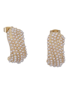 Aretes de aro Arette con acabado brillante perla