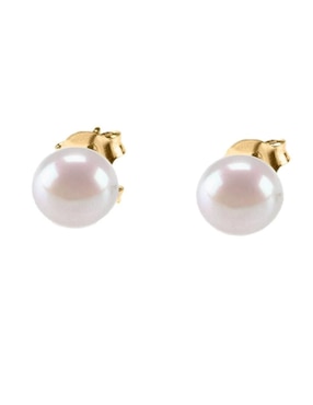 Aretes y collar Greg J.M. de oro 14 k perla