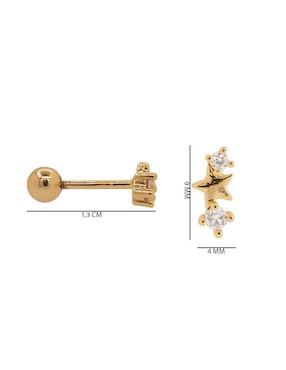 Broqueles de estrella Oro Angelus con acabado brillante zirconia