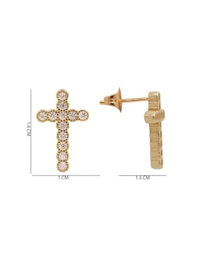 Aretes de cruz Oro Angelus con acabado pavé zirconia