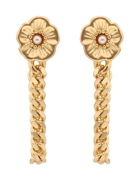 Aretes de flor Coach con acabado brillante