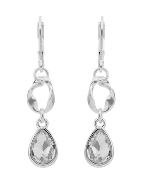 Aretes largos de gota Nine West Twisted Crystal Stones con acabado brillante zirconia