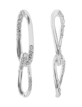 Aretes largos Nine West Twisted Crystal Stones con acabado brillante