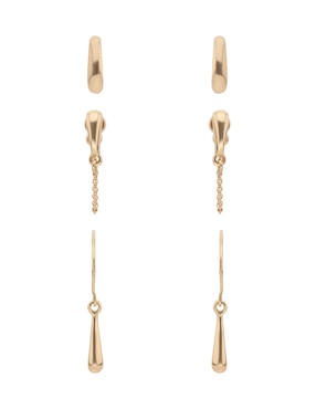 Set de aretes Nine West Gold Teardrop con acabado brillante