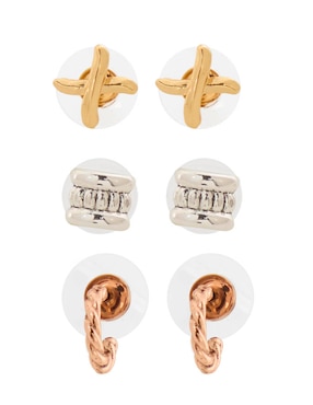 Set de aretes Napier Pe Mixed Stars Trio con acabado brillante