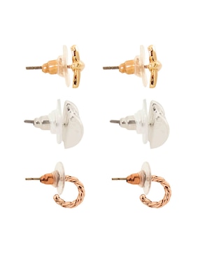 Set de aretes Napier Pe Mixed Stars Trio con acabado brillante