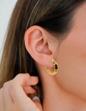 Aretes de aro circulares Oro Angelus con acabado brillante