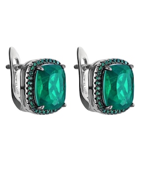 Broqueles cuadrados Gladkova Joyería de plata P 925 con acabado pavé esmeralda