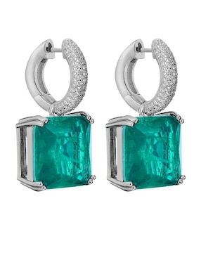 Aretes cuadrados Gladkova Joyería de plata P 925 con acabado pavé turmalina