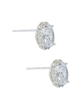 Aretes ovalados Carré Vintage de plata P 925 con acabado brillante zirconia
