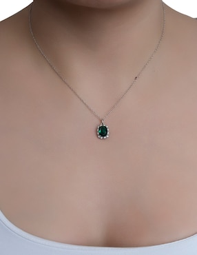 Collar con dije ovalado Carré Vintage de plata P 925